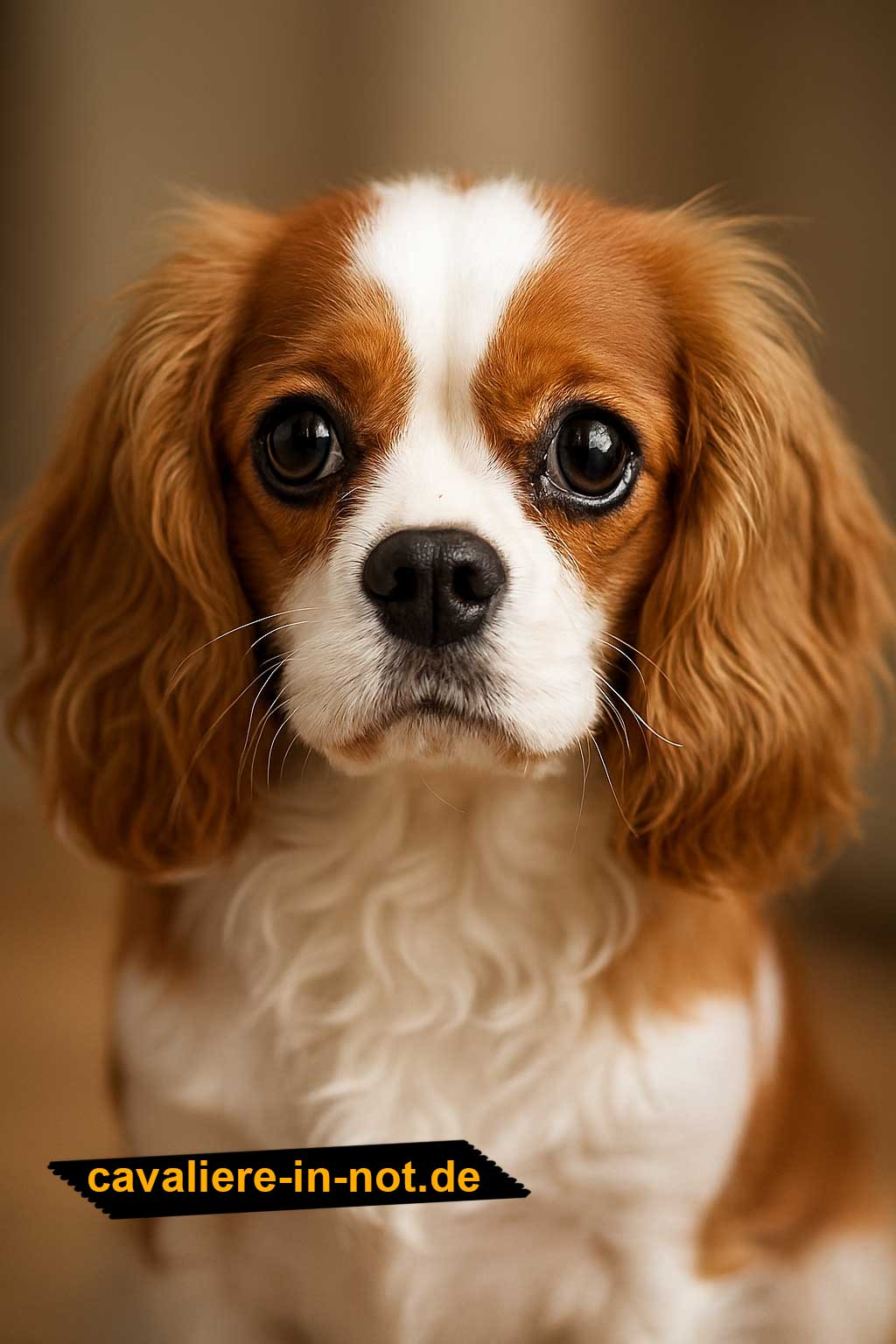 Vor MRT. Cavalier King Charles Spaniel mit ruhigem, vertrauensvollem Blick